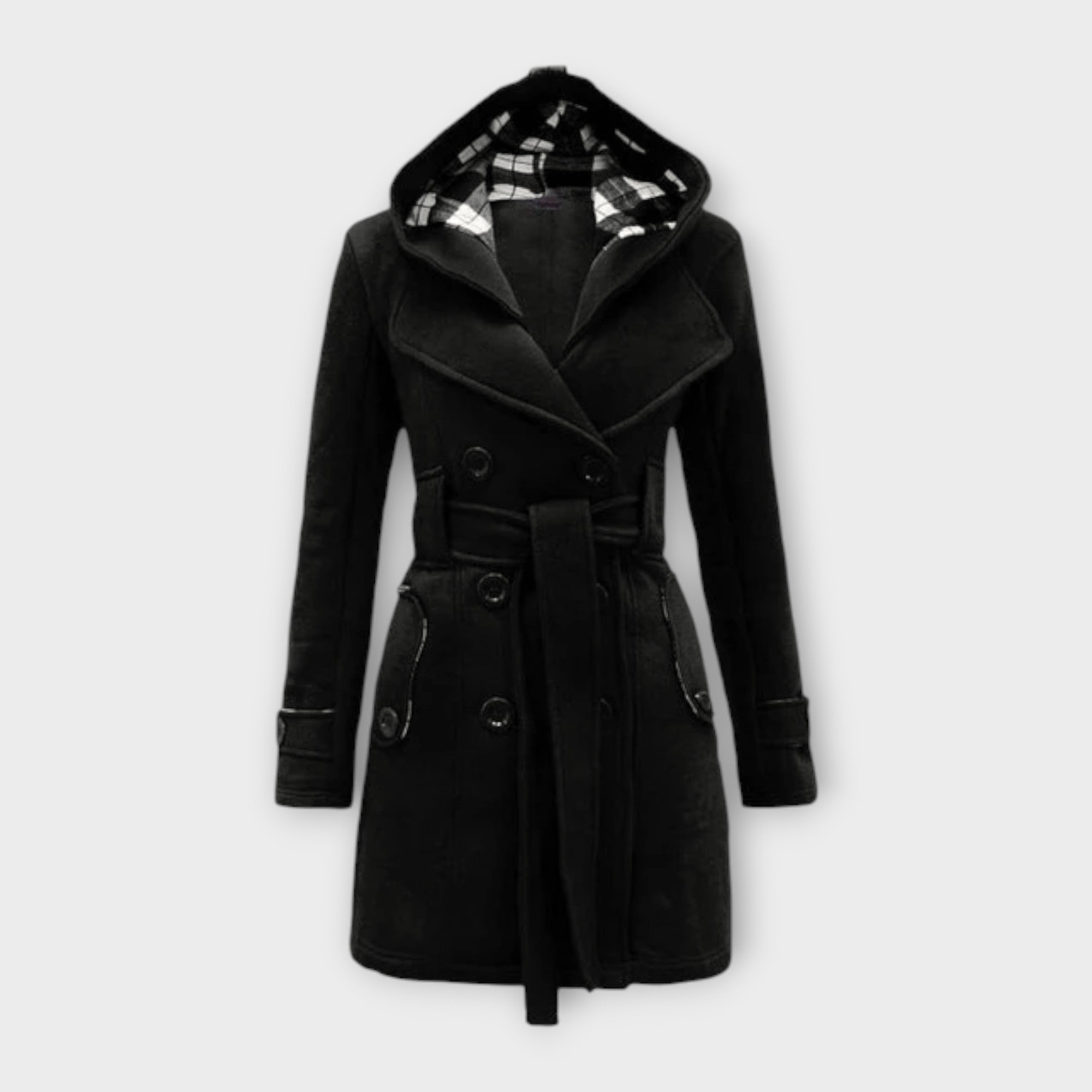 Evelyn | Elegant Hooded Coat with Belt