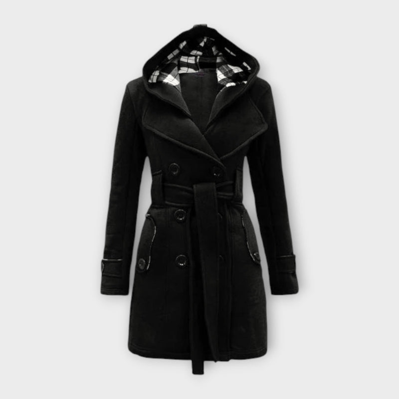Evelyn | Elegant Hooded Coat with Belt
