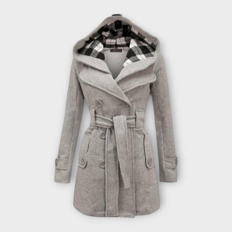 Evelyn | Elegant Hooded Coat with Belt