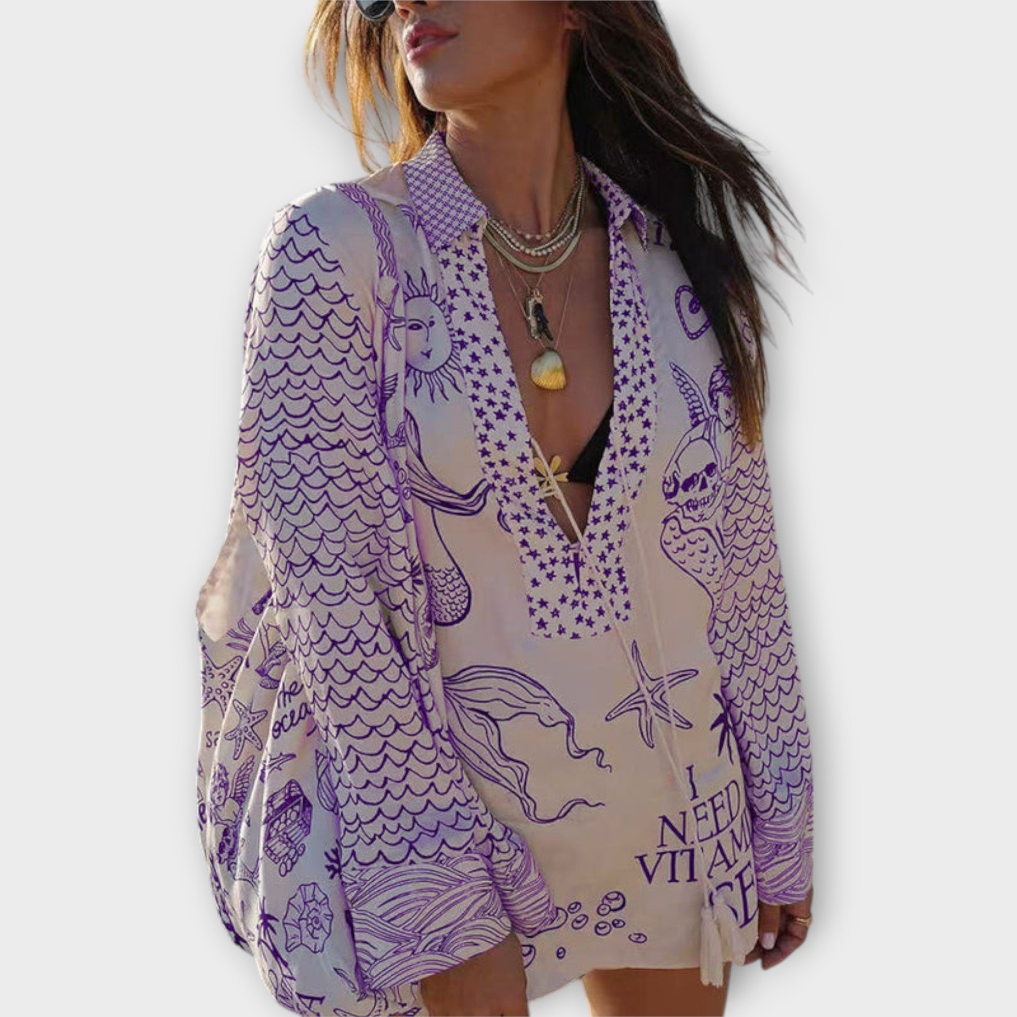 Liv - Vee Satin Top and Frill-Trimmed Shorts