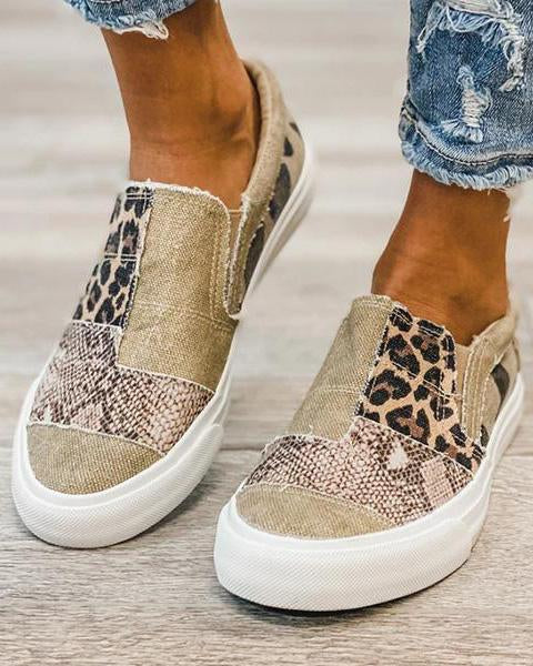 Quinny | Leopard Print Fabric Sneakers