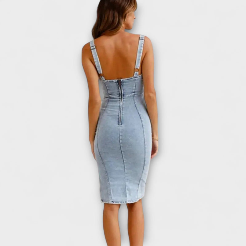 Anna - Säädettävillä Olkaimilla Varustettu Denim-mekko