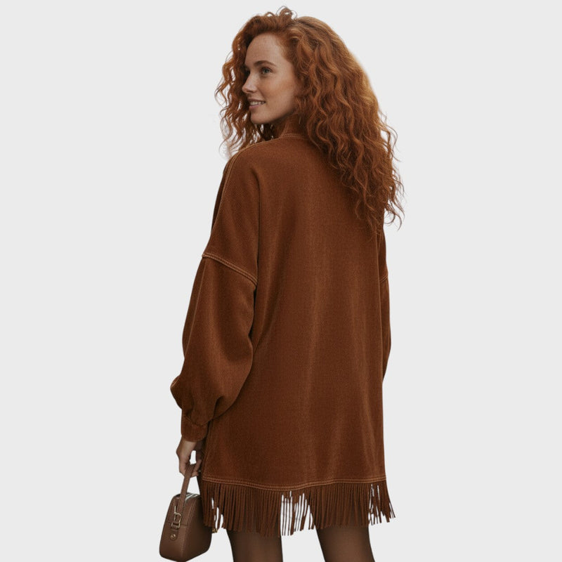 Freya | Velvet Tunic with Pom Poms