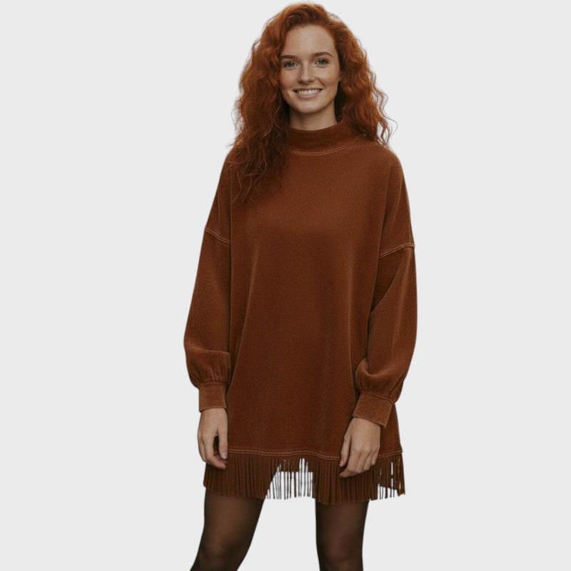 Freya | Velvet Tunic with Pom Poms