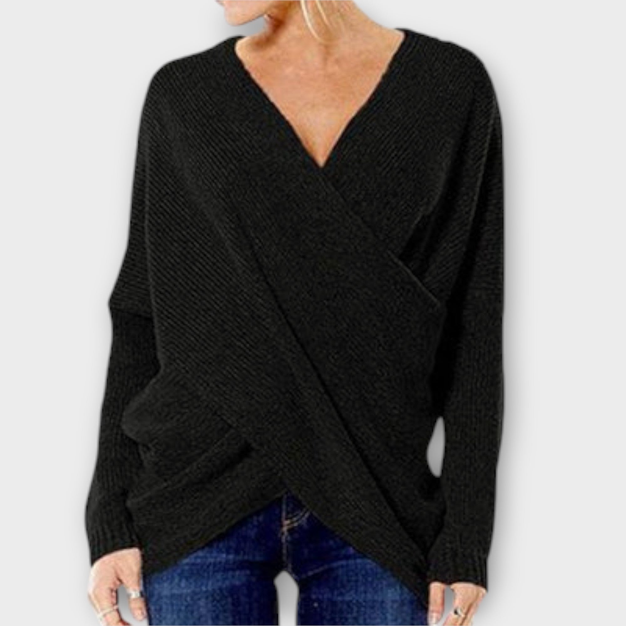 Heidi - Knitted Cross-Over Sweater