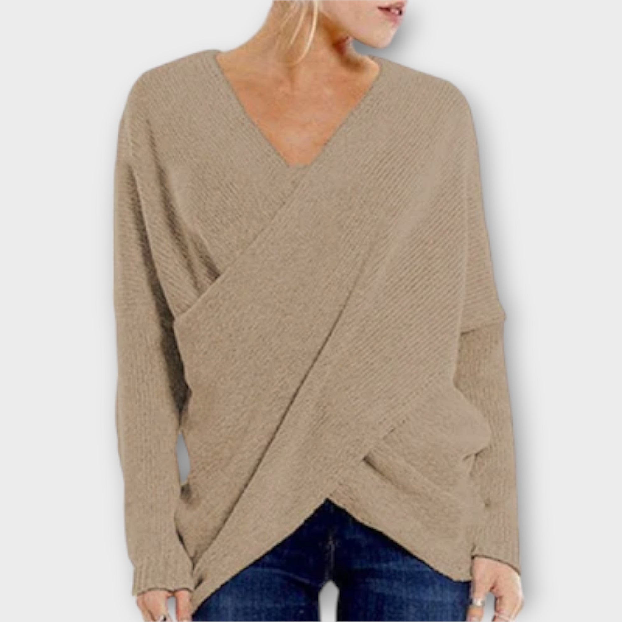 Heidi - Knitted Cross-Over Sweater