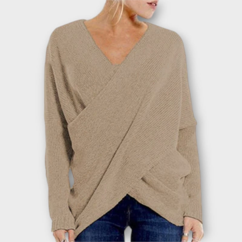 Heidi - Knitted Cross-Over Sweater