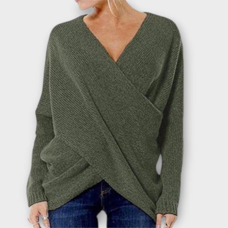 Heidi - Knitted Cross-Over Sweater